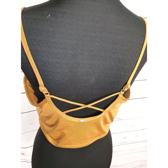 VICTORIA'S SECRET PINK Mustard Yellow  Active Crop Top XL - Picture 3 of 9